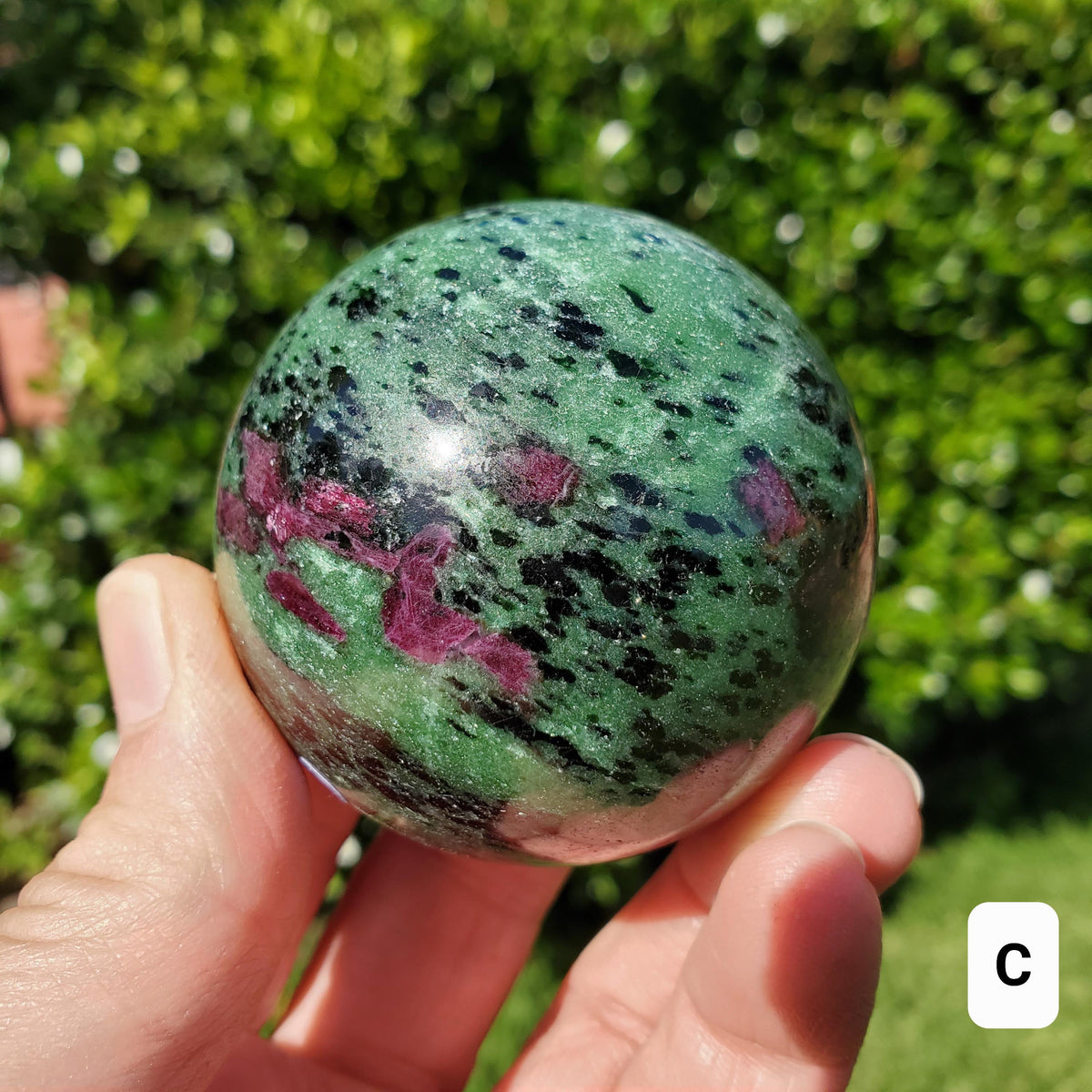 Ruby Zoisite Sphere - Courage, Strength, Connects Our Hearts and Brain - Ruby Carving Globe Healing Crystals Gemstones