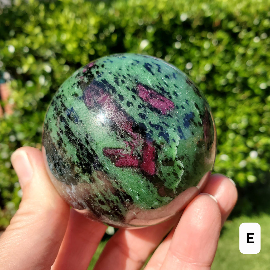 Ruby Zoisite Sphere - Courage, Strength, Connects Our Hearts and Brain - Ruby Carving Globe Healing Crystals Gemstones