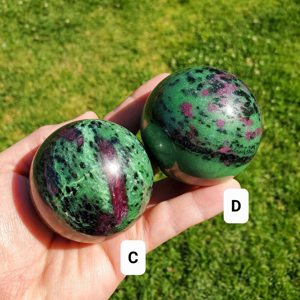Ruby Zoisite Sphere - Courage, Strength, Connects Our Hearts and Brain - Ruby Carving Globe Healing Crystals Gemstones