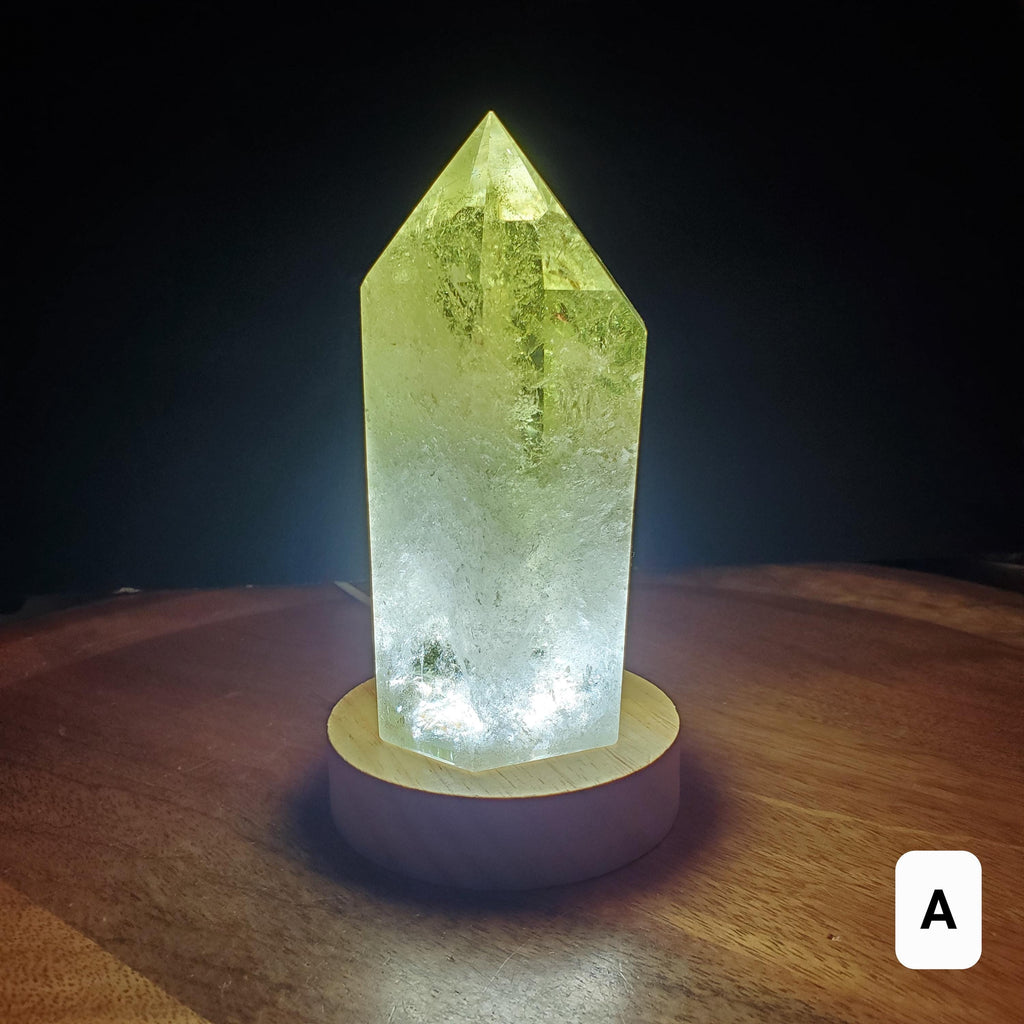 Chunky Citrine Tower Accent Lamp - Abundance, Energizing, Creativity, New Beginnings - Golden Quartz Crystal Point with Lighted Base