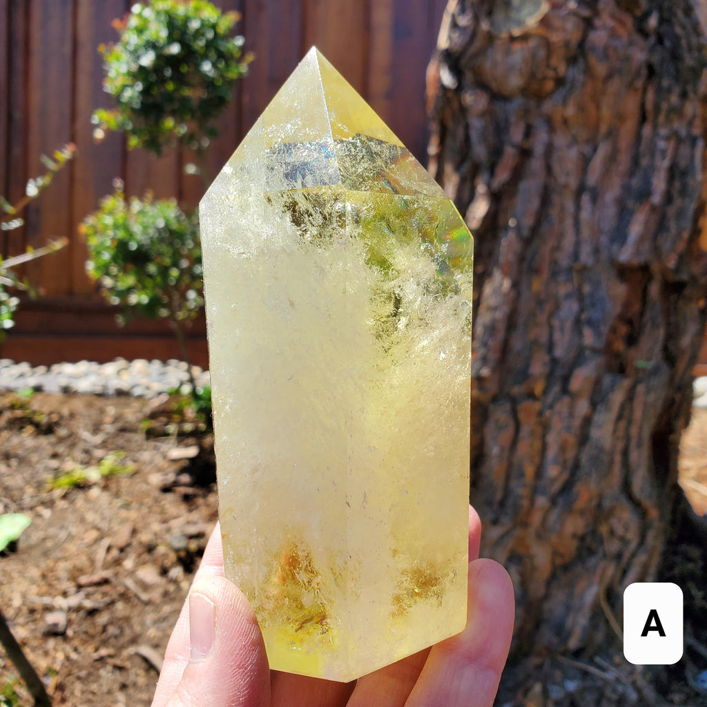 Chunky Citrine Tower Accent Lamp - Abundance, Energizing, Creativity, New Beginnings - Golden Quartz Crystal Point with Lighted Base