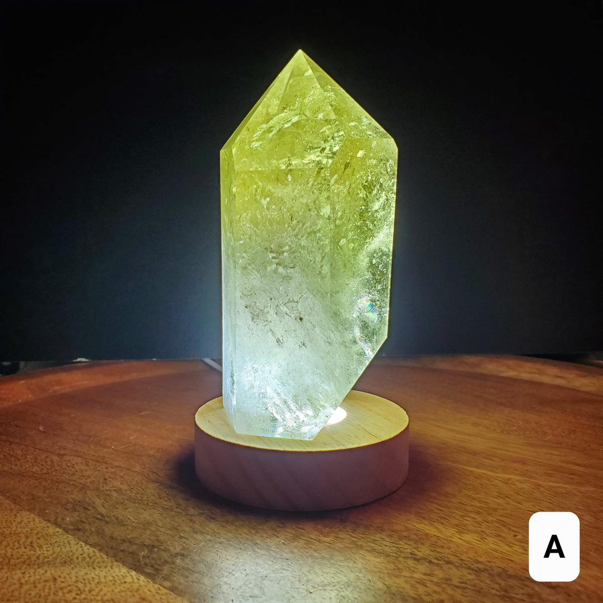 Chunky Citrine Tower Accent Lamp - Abundance, Energizing, Creativity, New Beginnings - Golden Quartz Crystal Point with Lighted Base