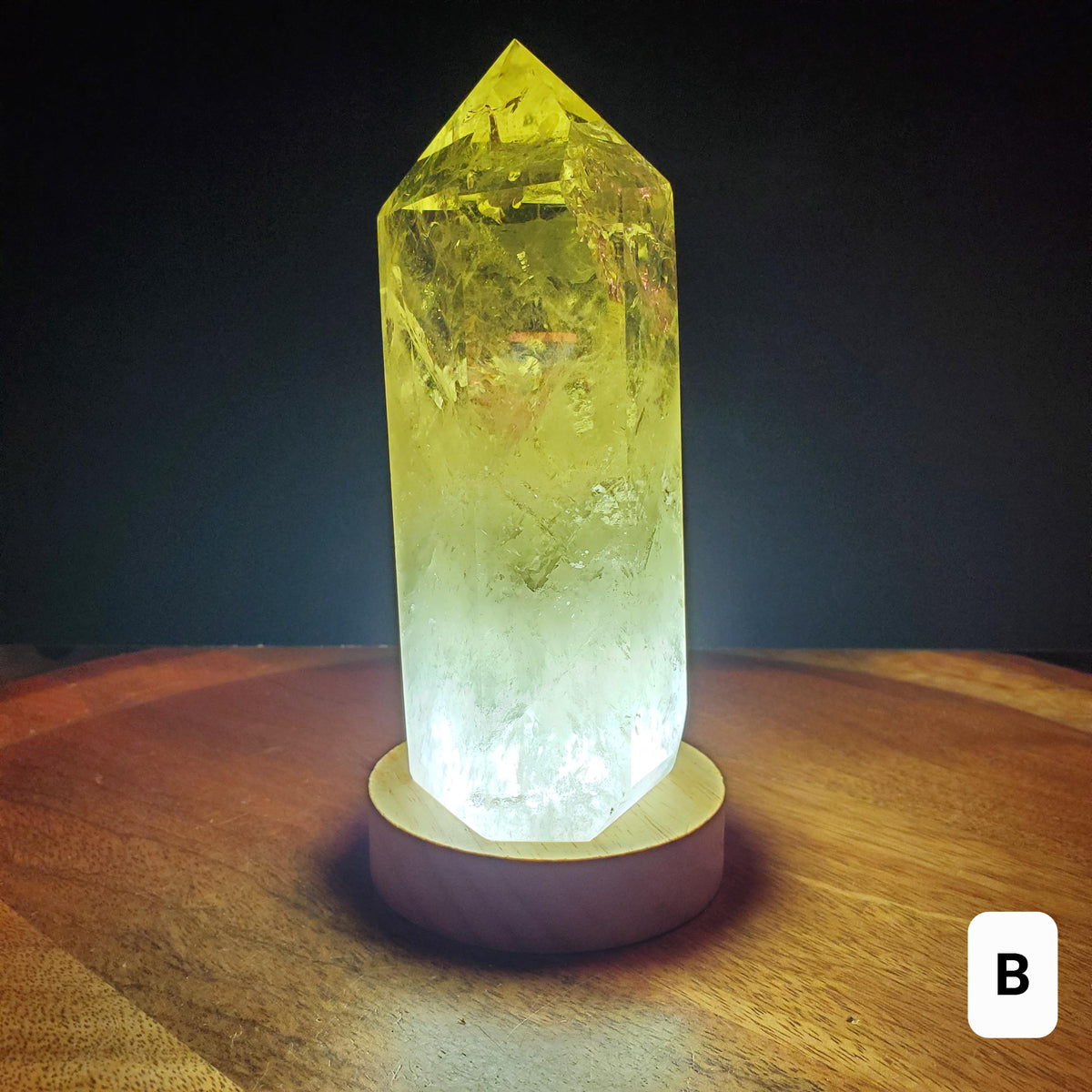 Chunky Citrine Tower Accent Lamp - Abundance, Energizing, Creativity, New Beginnings - Golden Quartz Crystal Point with Lighted Base