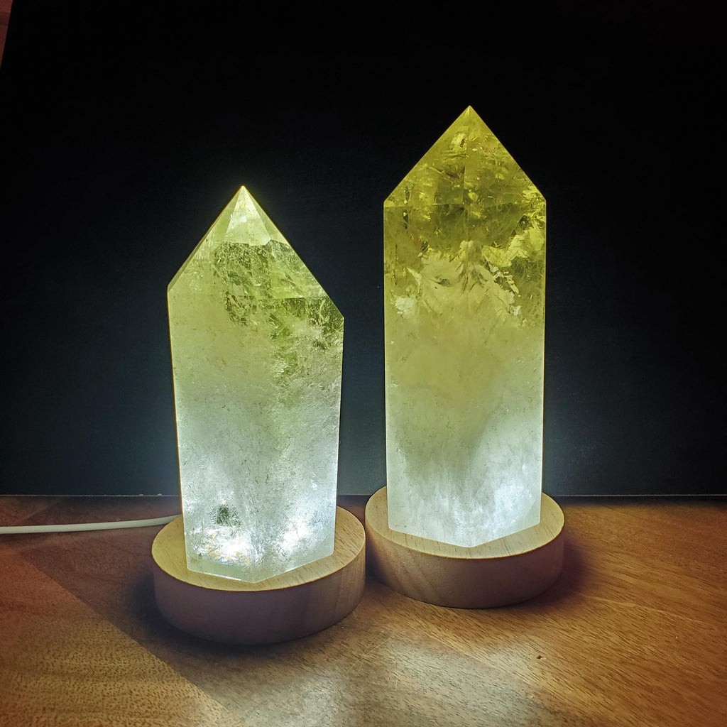 Chunky Citrine Tower Accent Lamp - Abundance, Energizing, Creativity, New Beginnings - Golden Quartz Crystal Point with Lighted Base