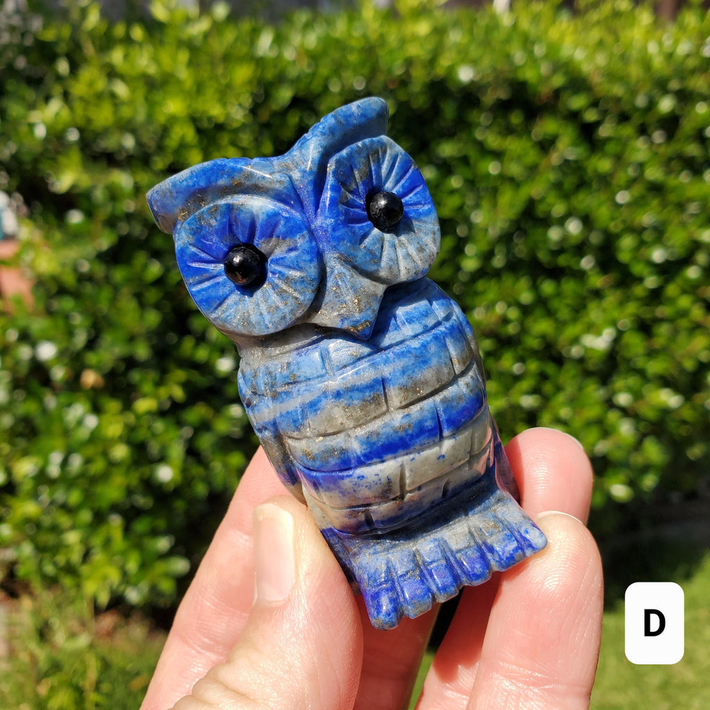 Lapis Lazuli Owl - Speak Your Truth, Communication, Stand in Your Power - Lapiz Lazuli Carved Owl Crystal Healing Gemstone