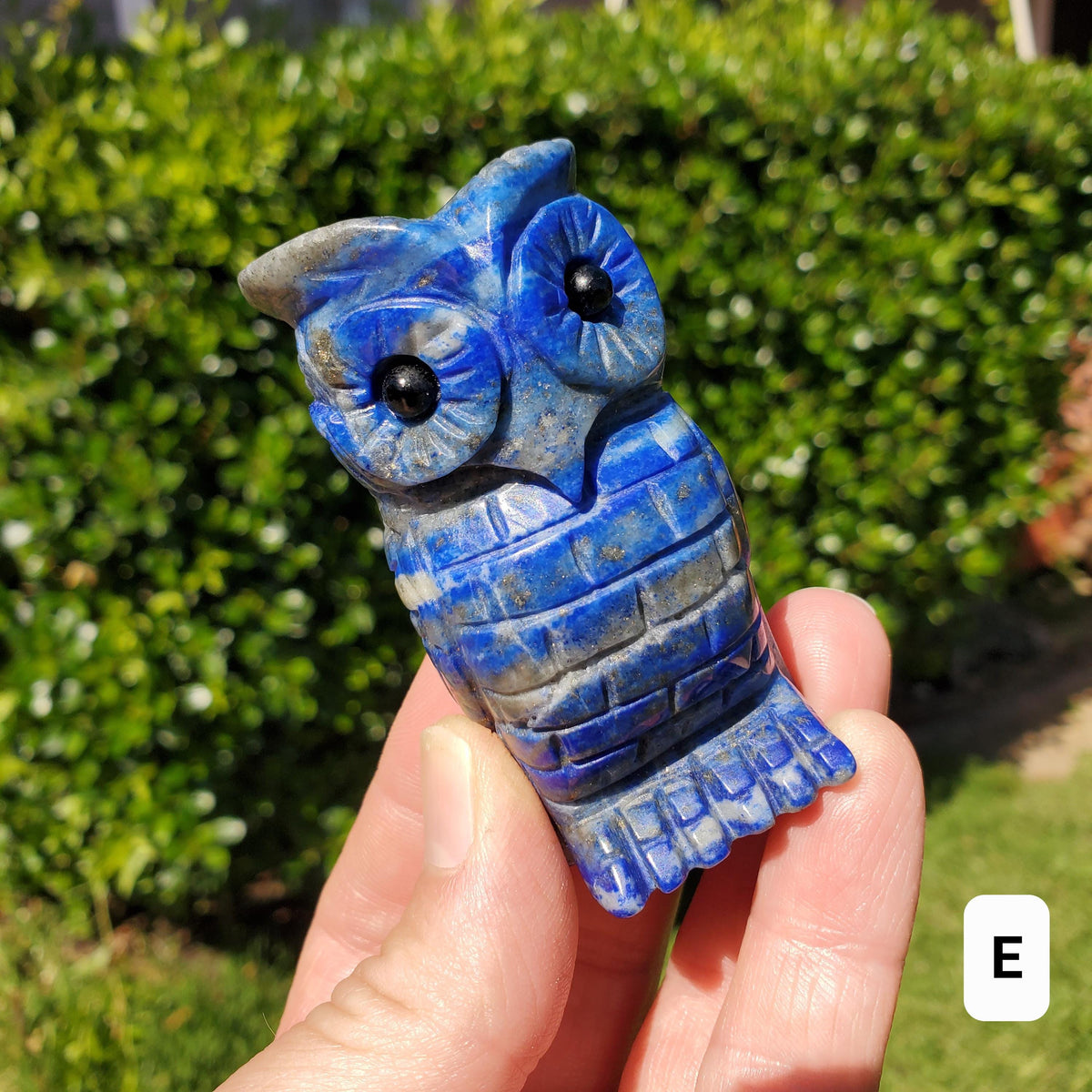 Lapis Lazuli Owl - Speak Your Truth, Communication, Stand in Your Power - Lapiz Lazuli Carved Owl Crystal Healing Gemstone