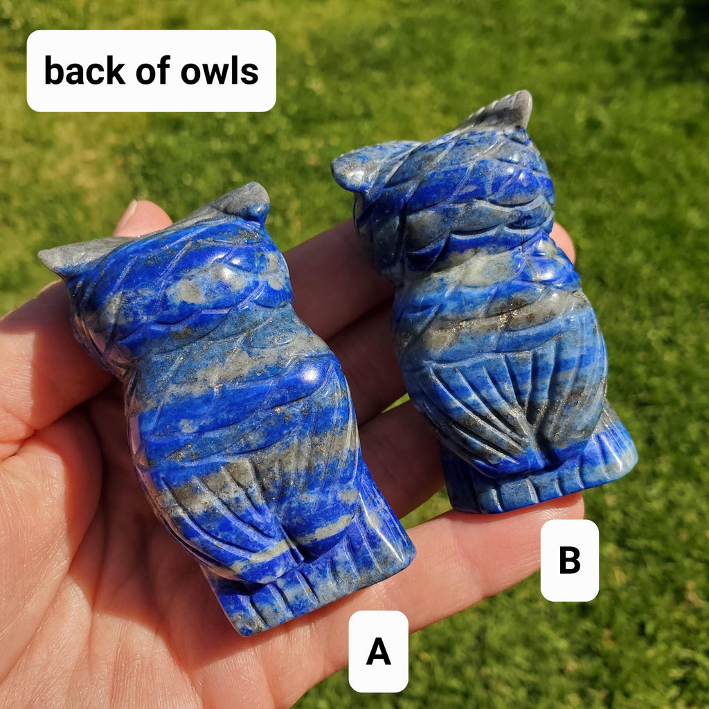 Lapis Lazuli Owl - Speak Your Truth, Communication, Stand in Your Power - Lapiz Lazuli Carved Owl Crystal Healing Gemstone