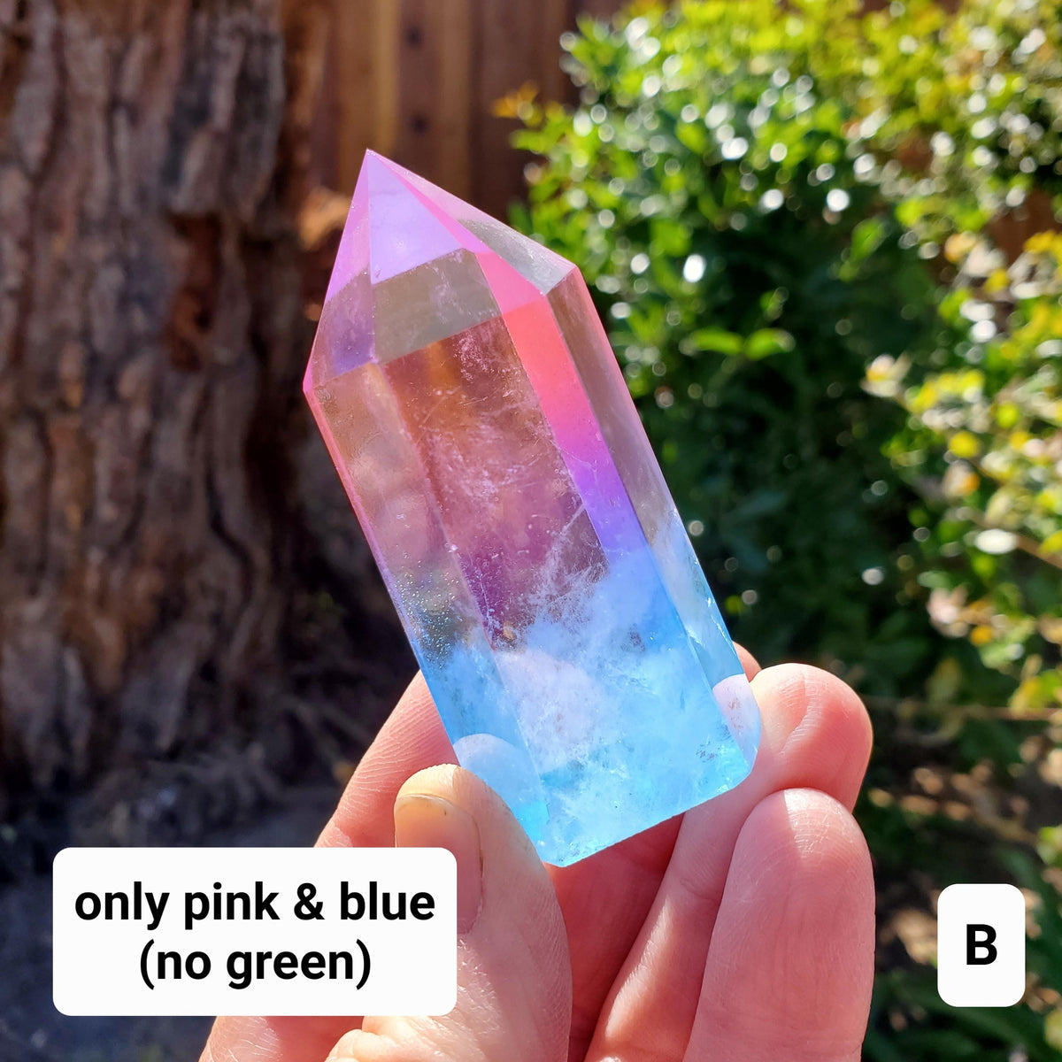 Triple Aura Quartz Towers - Counteracts Negative, Energizes Positive Energy - Pink Blue Green Rainbow Crystal Point Healing Gemstone