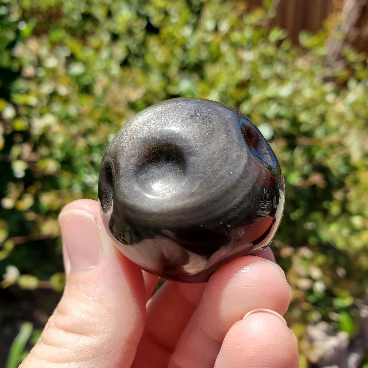 Silver Sheen Obsidian Full Moon Carving - Self Reflection, Release Negative Energies - Obsidian Black Crystal Healing Gemstone