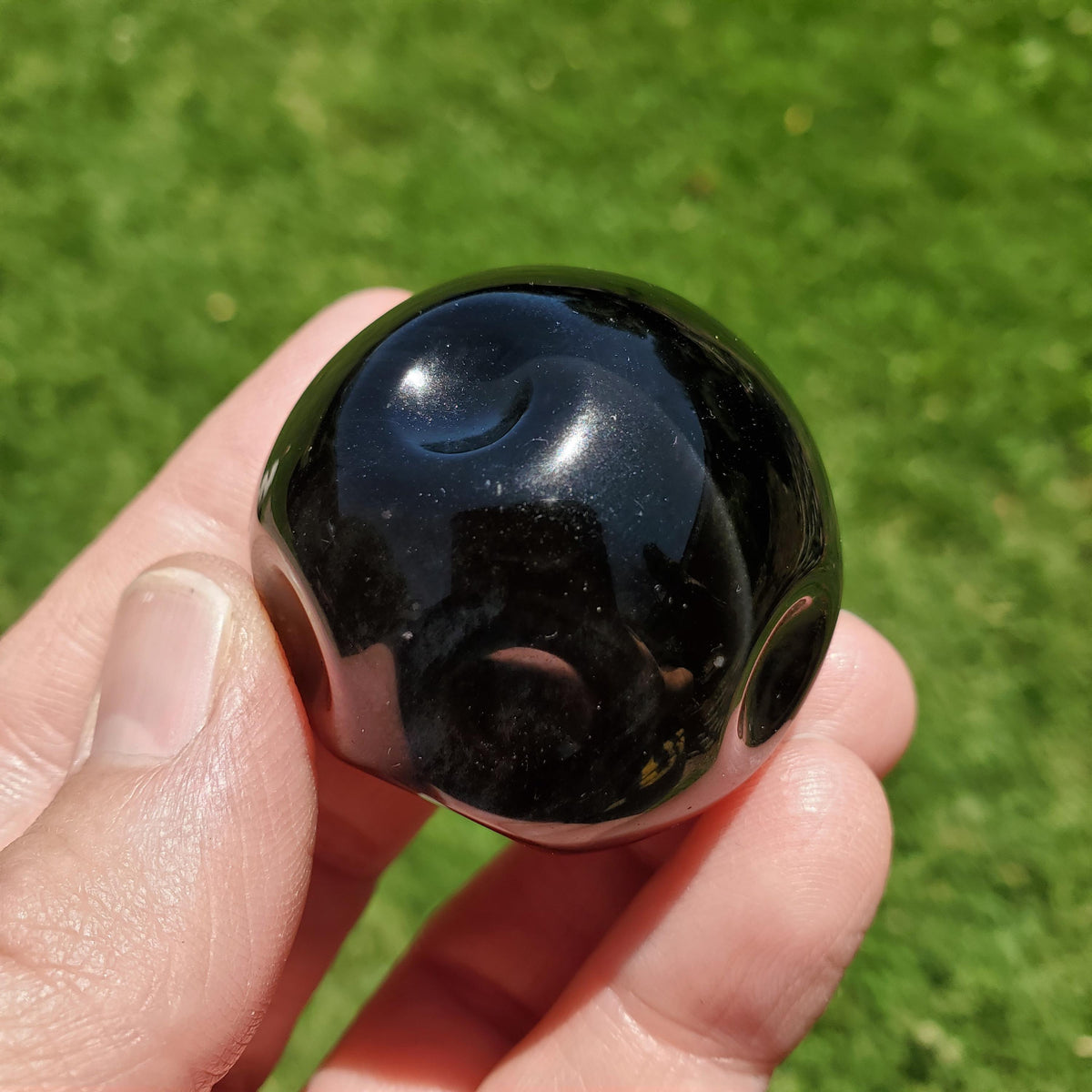 Silver Sheen Obsidian Full Moon Carving - Self Reflection, Release Negative Energies - Obsidian Black Crystal Healing Gemstone