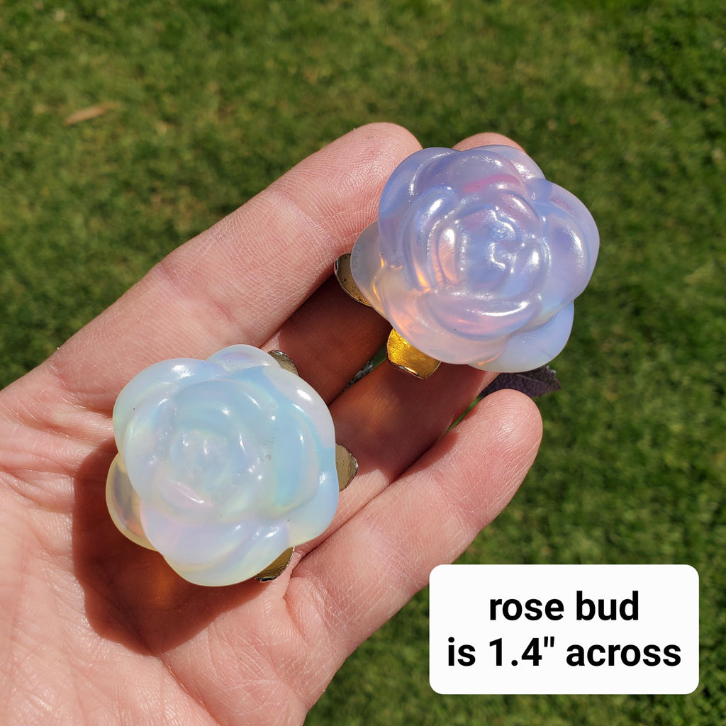Opalite Long Stem Rose 9" - Confidence, Boost Inner Power, Stabilizing - Cute Crystal Rose Healing Stone Crystals Gemstone