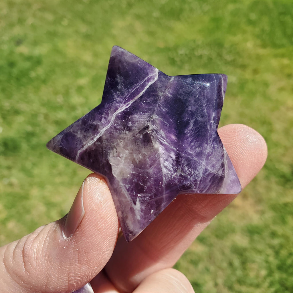 Cute Dream Amethyst Star 2" - Calming, Energetic Protection, Positivity, Divine Love - Purple Crystal Trinket Stone