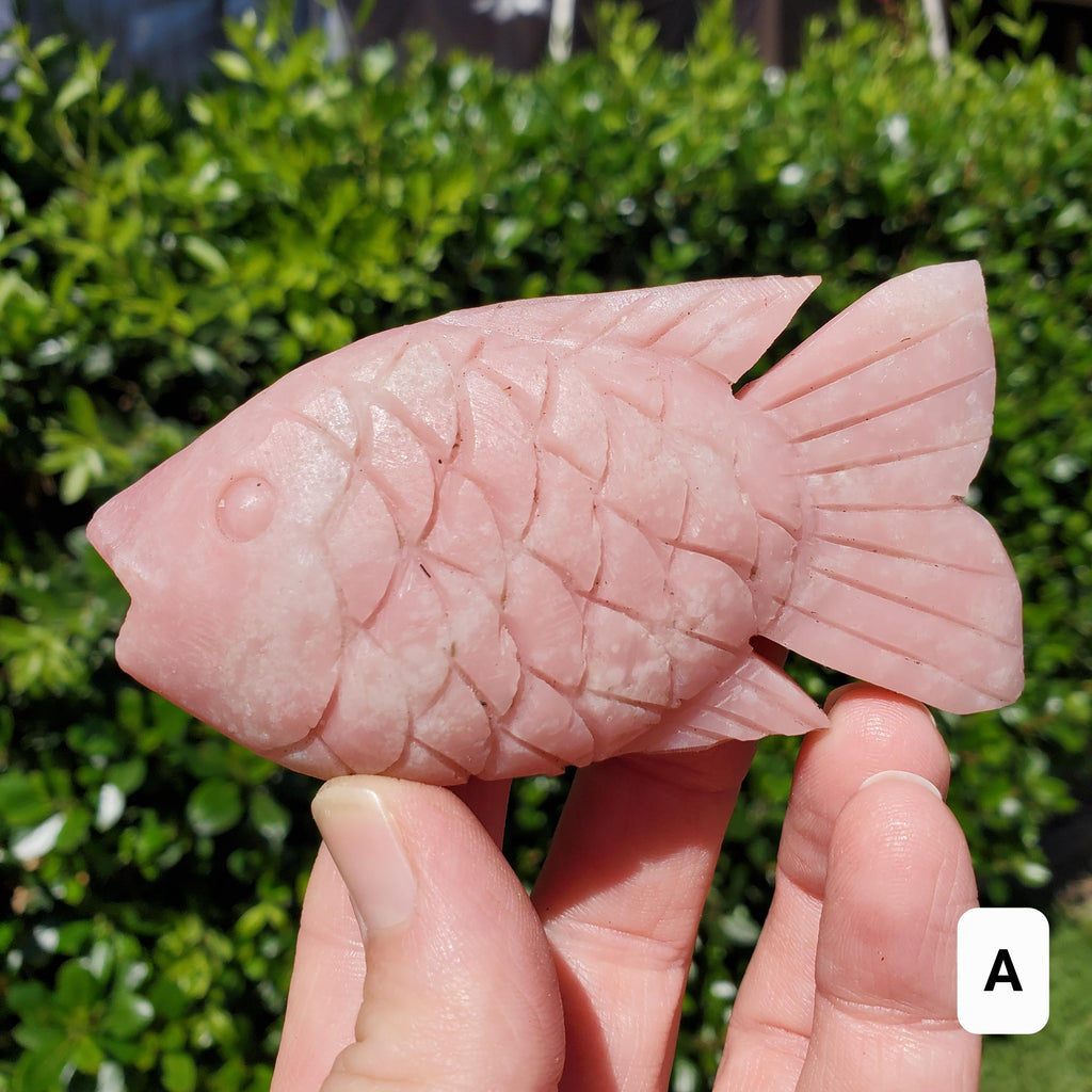 Cute Pink Opal Standing Fish - Activates Heart Chakra, Strengthens Connection To Yourself, Individuality - Pink Crystal Fish Ocean Figurine