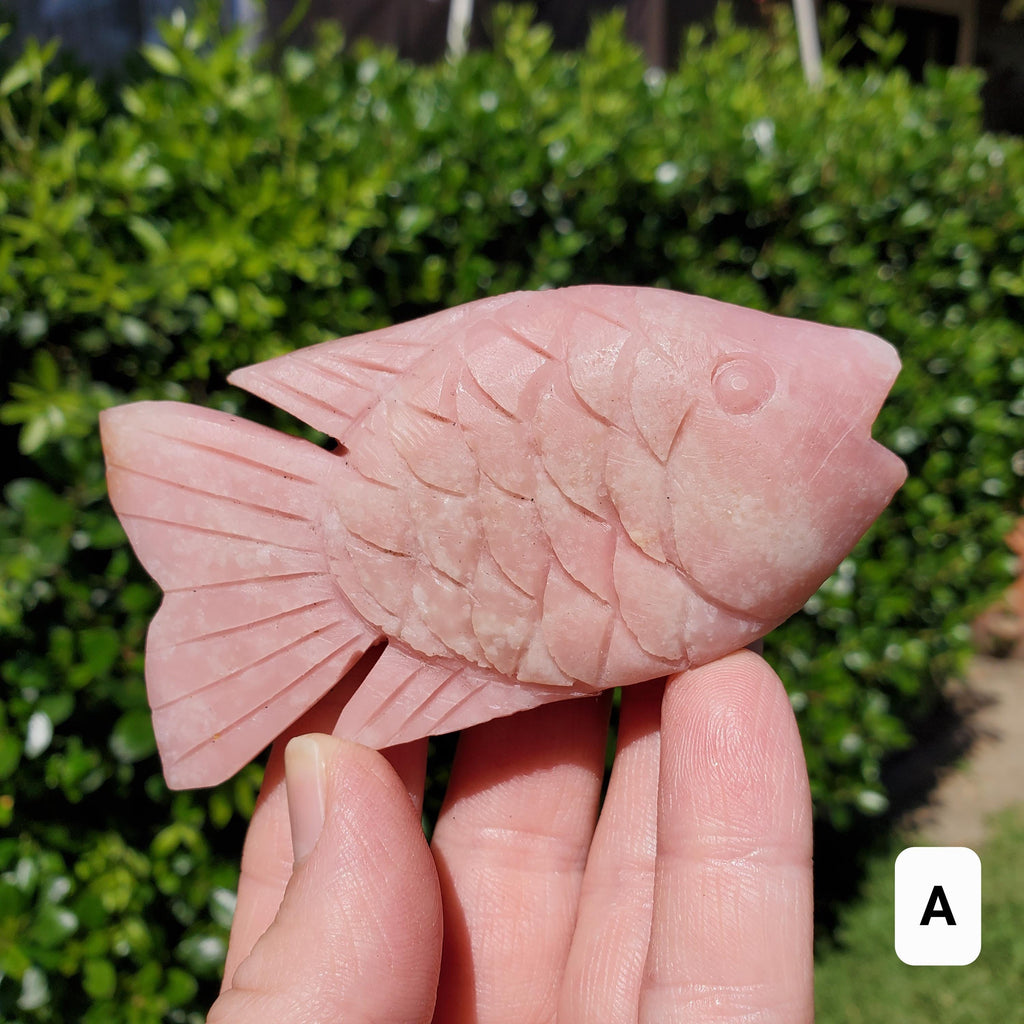 Cute Pink Opal Standing Fish - Activates Heart Chakra, Strengthens Connection To Yourself, Individuality - Pink Crystal Fish Ocean Figurine