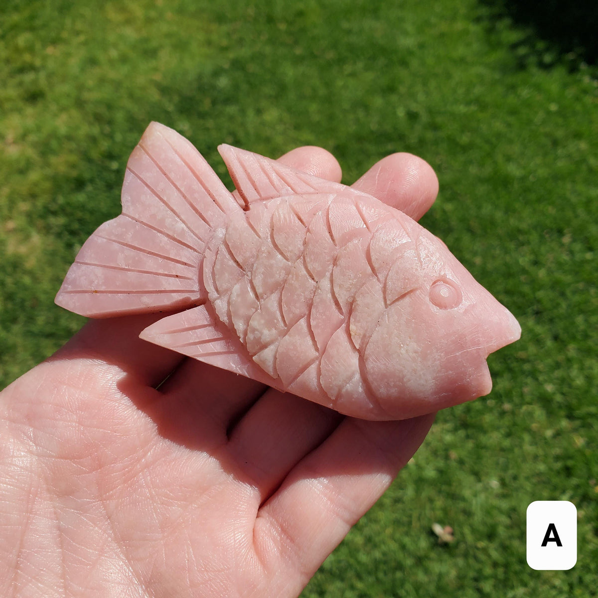 Cute Pink Opal Standing Fish - Activates Heart Chakra, Strengthens Connection To Yourself, Individuality - Pink Crystal Fish Ocean Figurine