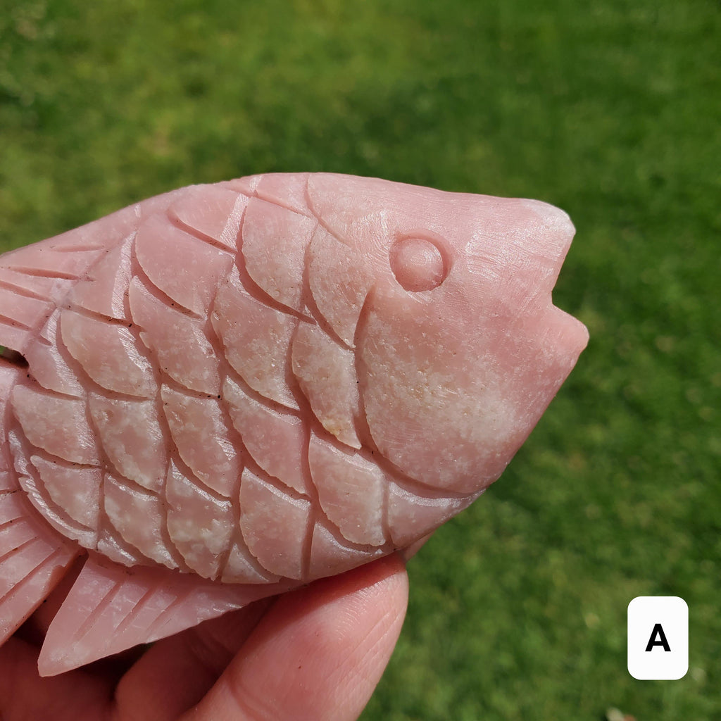Cute Pink Opal Standing Fish - Activates Heart Chakra, Strengthens Connection To Yourself, Individuality - Pink Crystal Fish Ocean Figurine