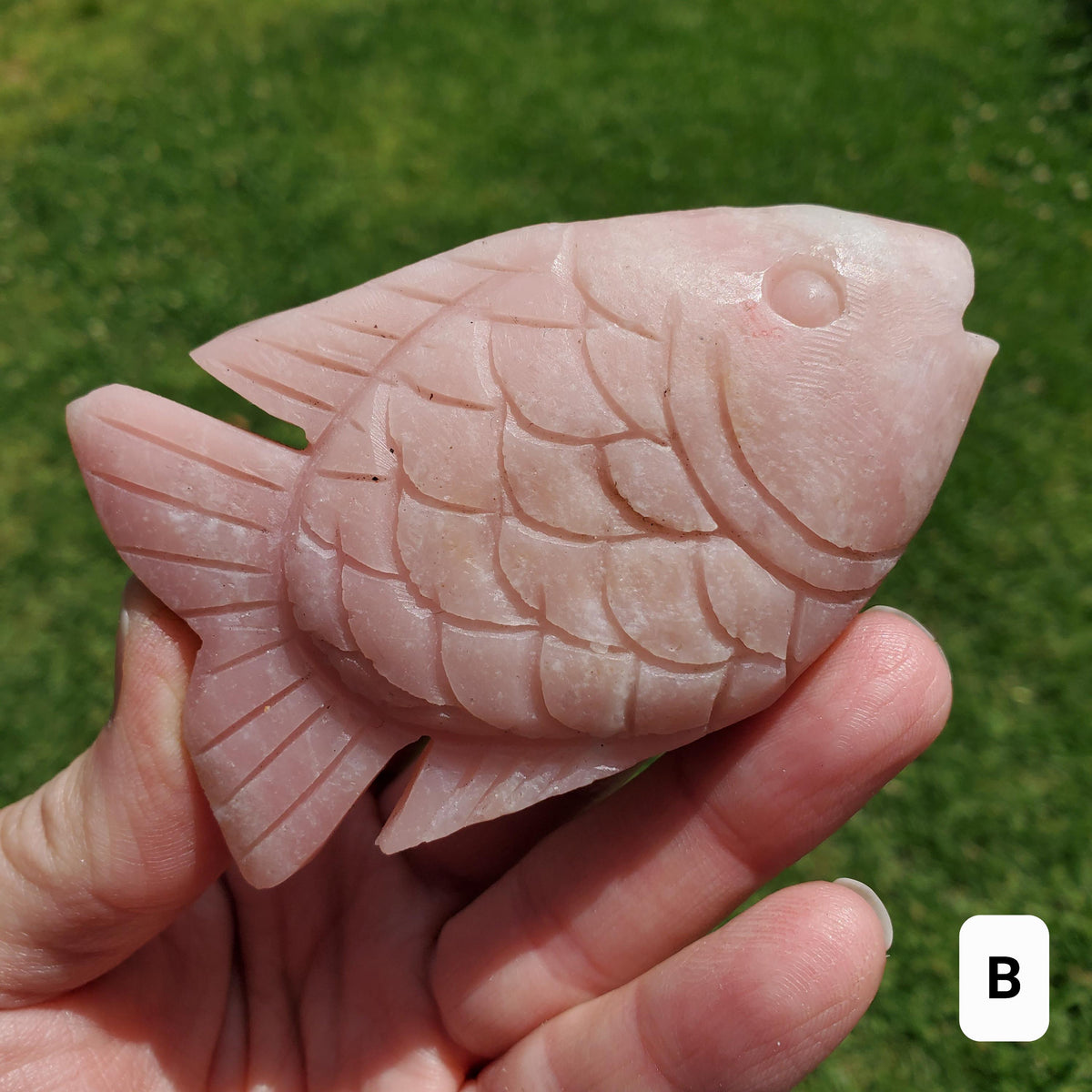 Cute Pink Opal Standing Fish - Activates Heart Chakra, Strengthens Connection To Yourself, Individuality - Pink Crystal Fish Ocean Figurine