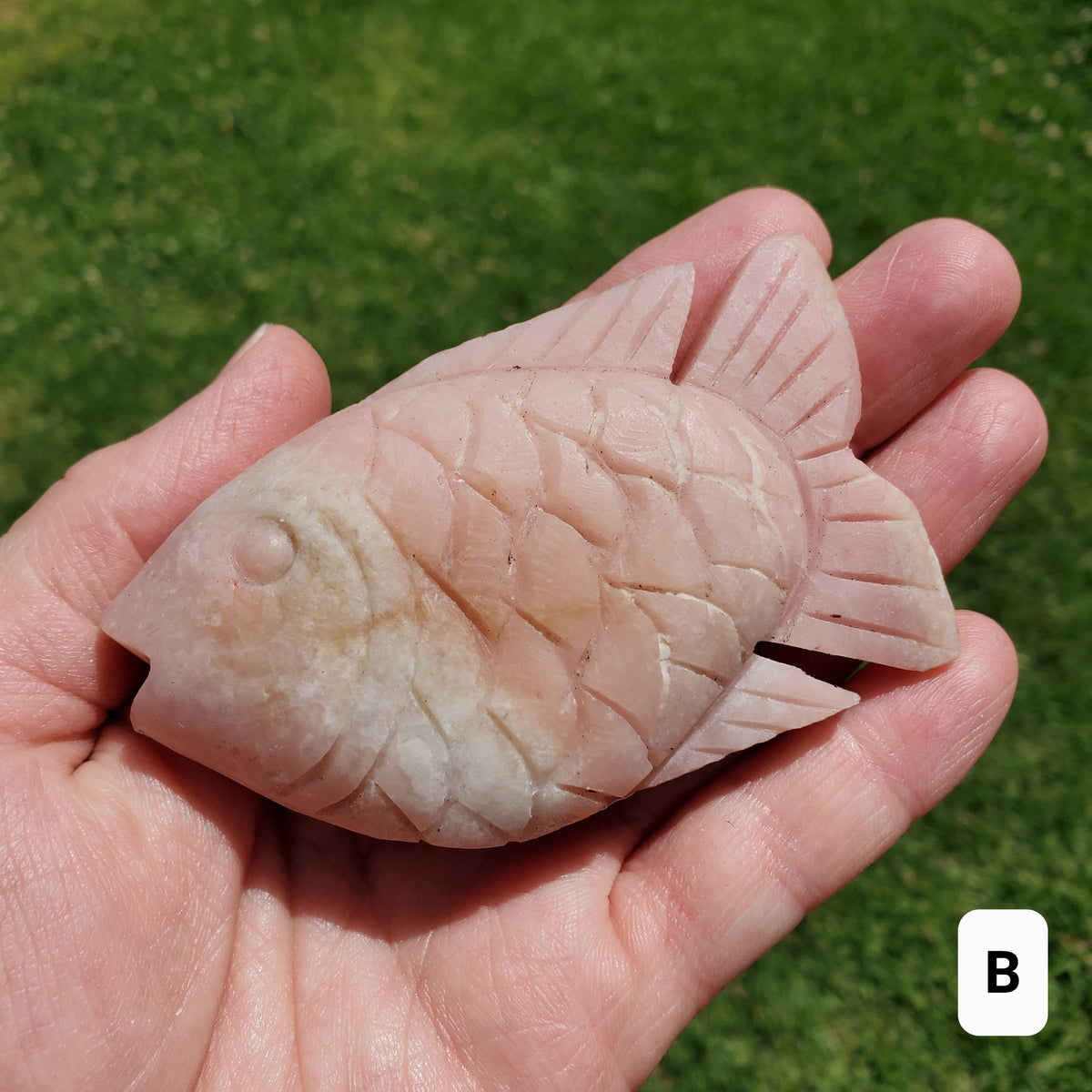 Cute Pink Opal Standing Fish - Activates Heart Chakra, Strengthens Connection To Yourself, Individuality - Pink Crystal Fish Ocean Figurine
