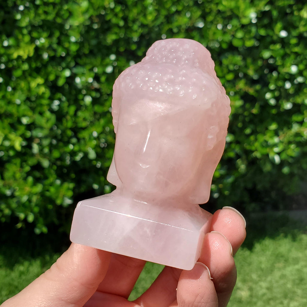 Rose Quartz Buddha 3.15" tall - Unconditional Love, Compassion, Forgiveness - Pink Crystal Buddha Head Crystals Gemstones