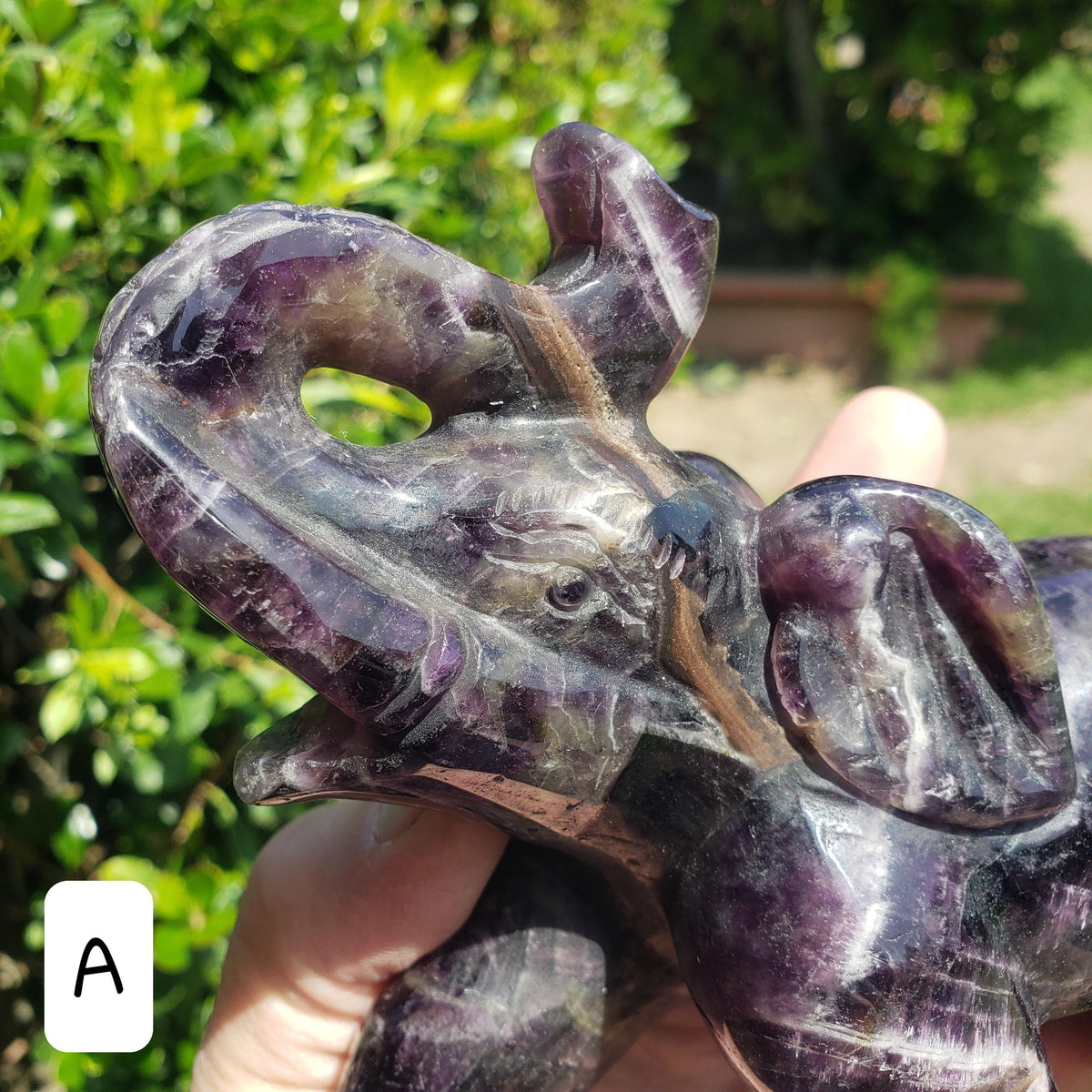 Big Dream Amethyst Elephant 6" long - Calming, Energetic Protection, Positivity, Divine Love - Purple Amethyst Crystal Elephant Statement