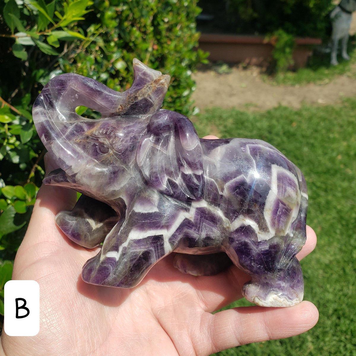 Big Dream Amethyst Elephant 6" long - Calming, Energetic Protection, Positivity, Divine Love - Purple Amethyst Crystal Elephant Statement