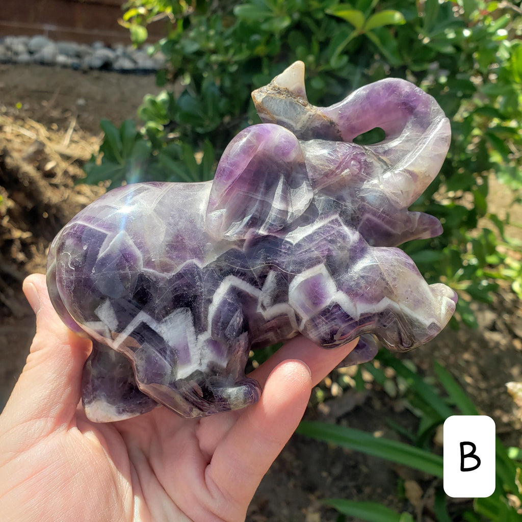 Big Dream Amethyst Elephant 6" long - Calming, Energetic Protection, Positivity, Divine Love - Purple Amethyst Crystal Elephant Statement