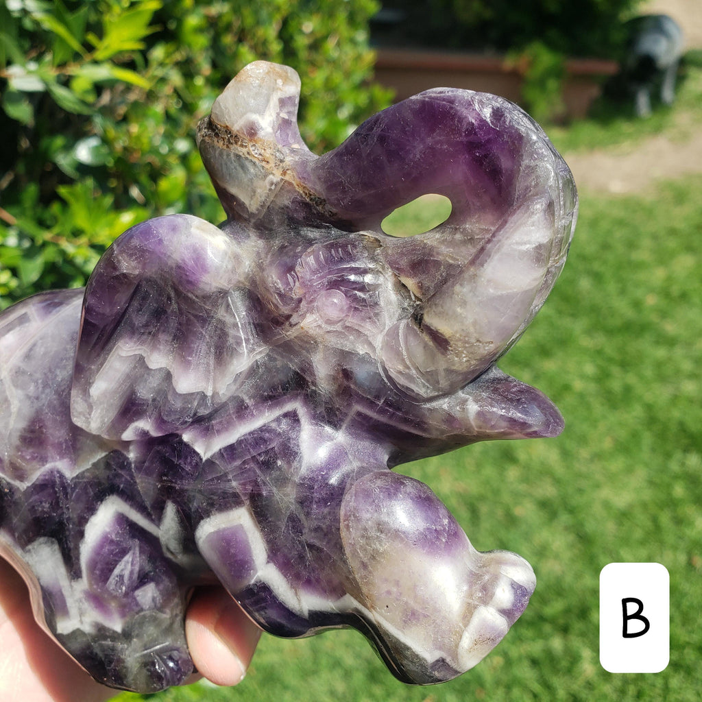 Big Dream Amethyst Elephant 6" long - Calming, Energetic Protection, Positivity, Divine Love - Purple Amethyst Crystal Elephant Statement