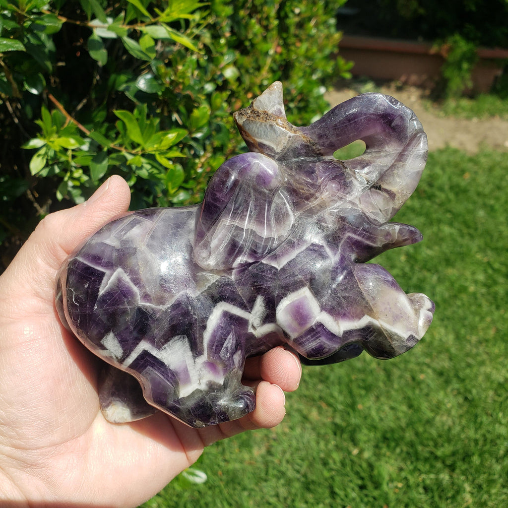 Big Dream Amethyst Elephant 6" long - Calming, Energetic Protection, Positivity, Divine Love - Purple Amethyst Crystal Elephant Statement