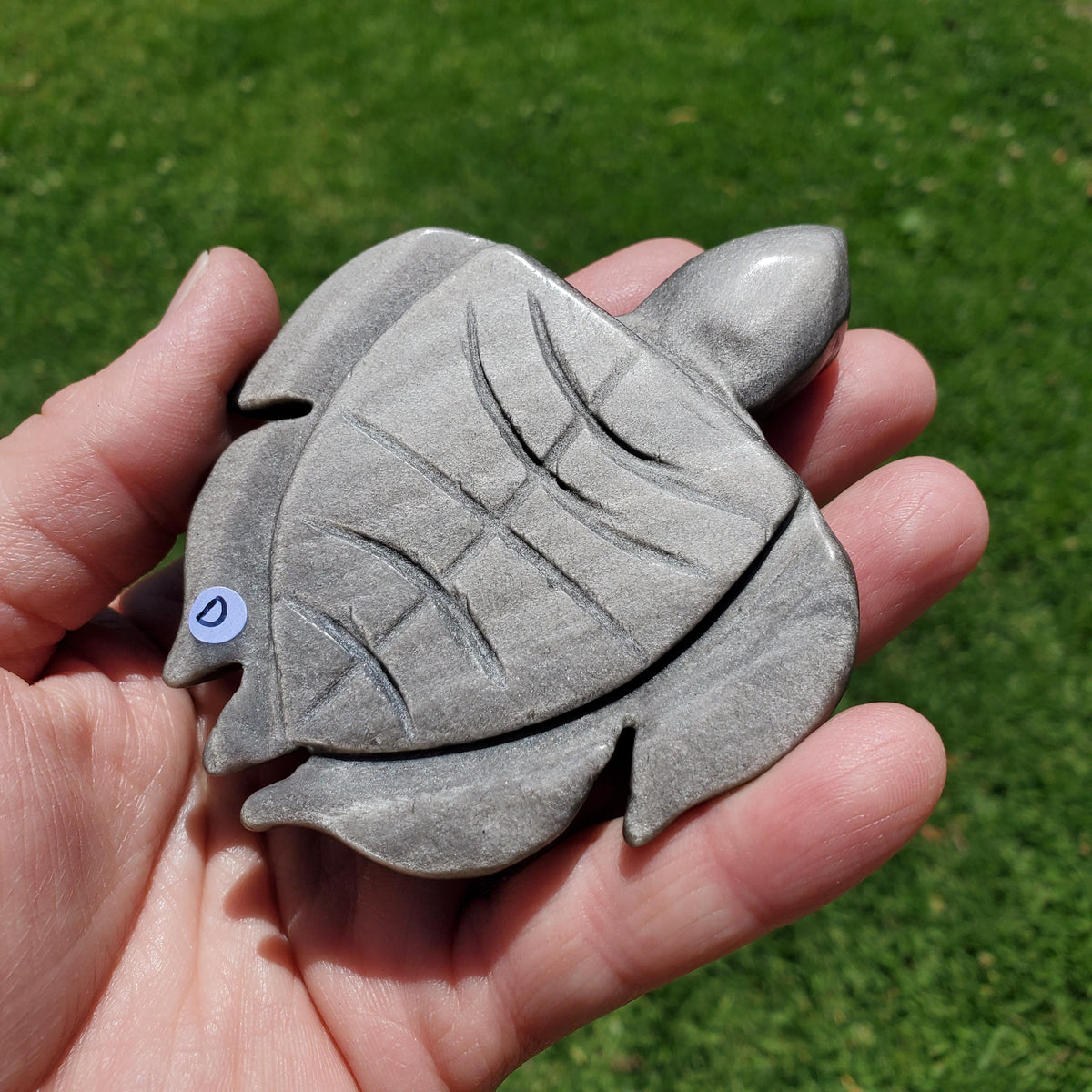 Cute Gold Sheen & Silver Sheen Obsidian Turtle - Self Reflection, Release Negative Energies - Flashy Obsidian Tortoise Carving Crystal