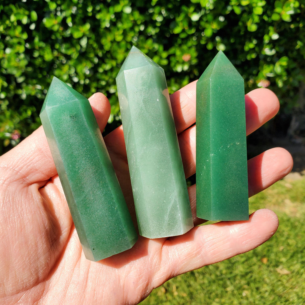 Green Aventurine Tower - Manifestation, Prosperity, Wealth, Luck - Quartz Crystal Point Generator Healing Gemstones