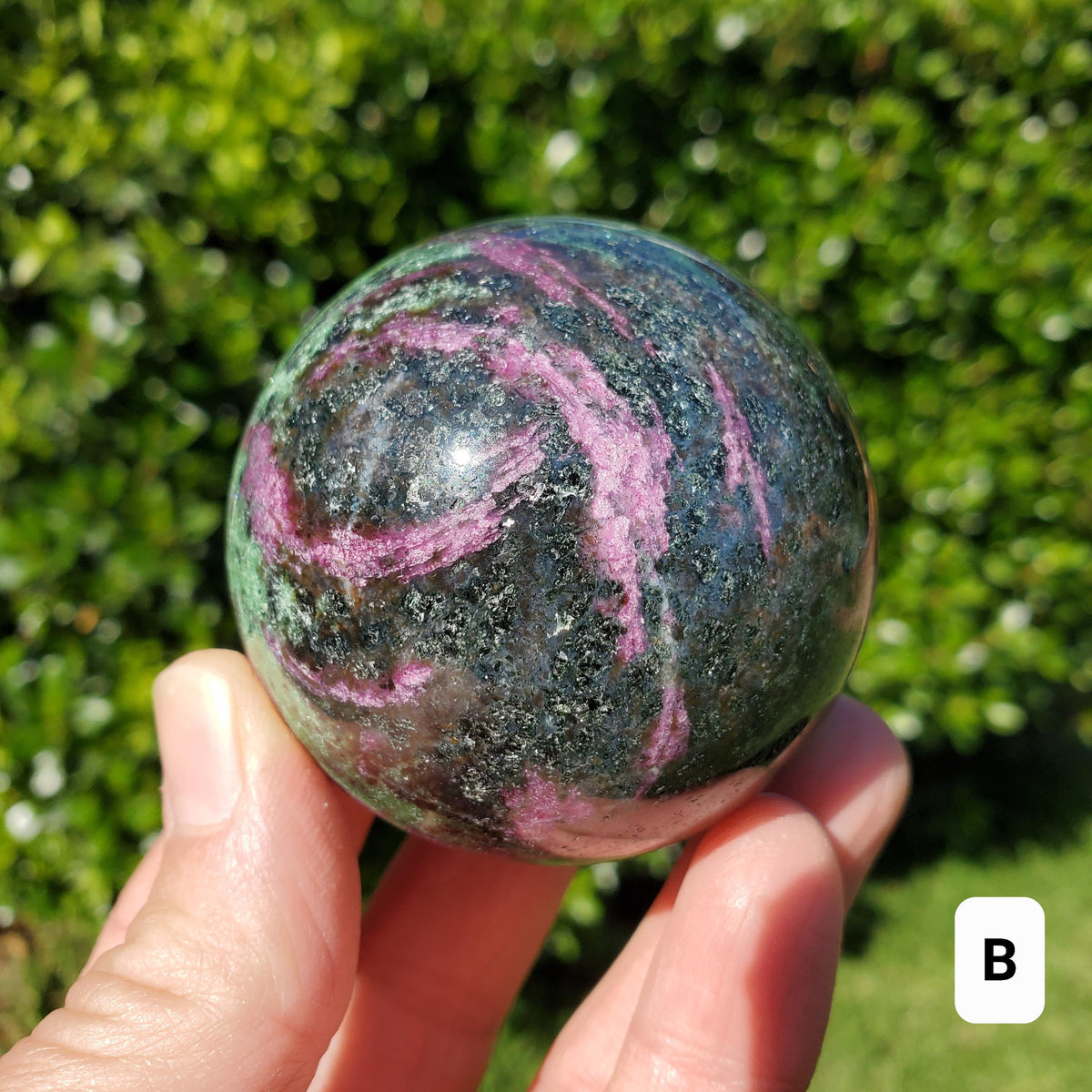 Ruby Zoisite Sphere - Courage, Strength, Connects Our Hearts and Brain - Ruby Carving Globe Healing Crystals Gemstones