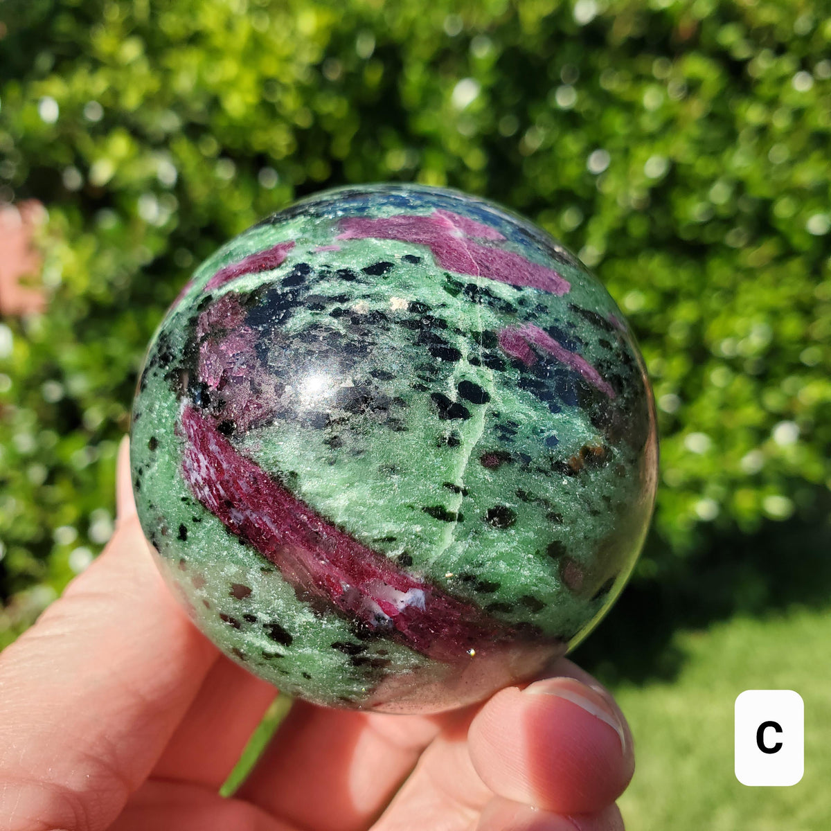 Ruby Zoisite Sphere - Courage, Strength, Connects Our Hearts and Brain - Ruby Carving Globe Healing Crystals Gemstones