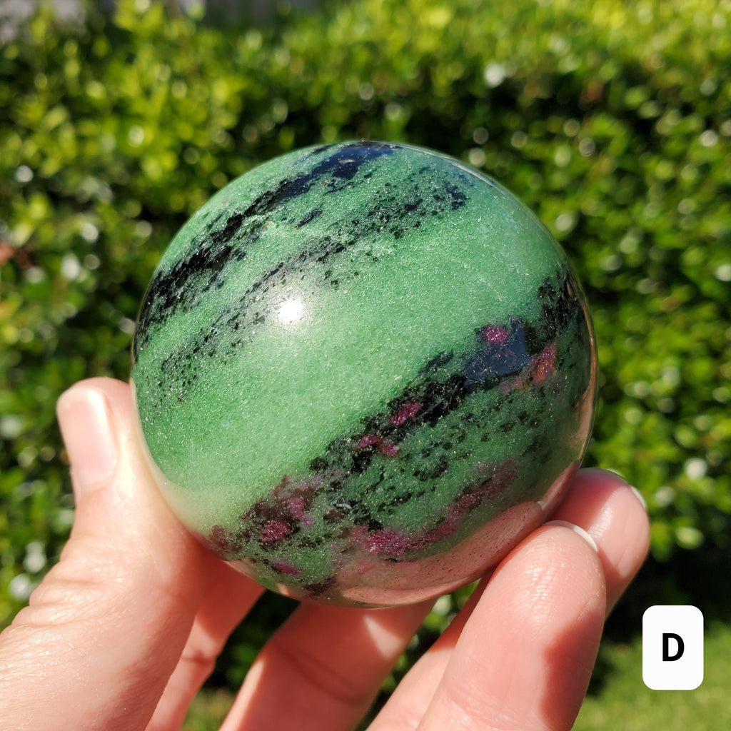 Ruby Zoisite Sphere - Courage, Strength, Connects Our Hearts and Brain - Ruby Carving Globe Healing Crystals Gemstones