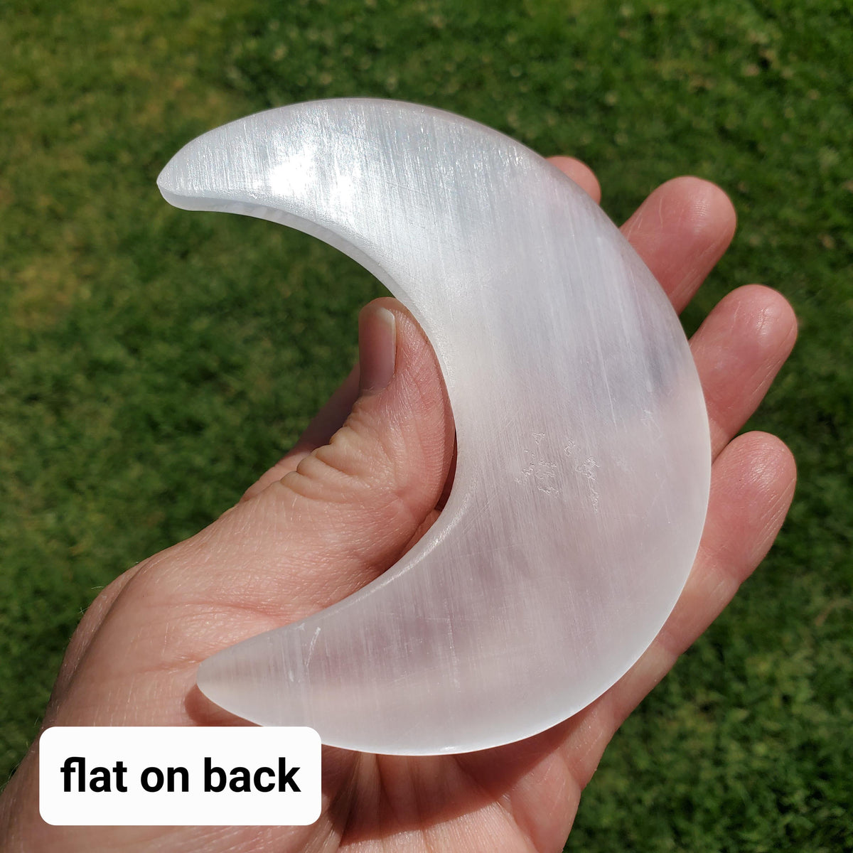 Selenite Moon on Stand - Tranquility, Blessings, Love & Light - Satin Spar  Lunar Crystal Display Healing Gemstones