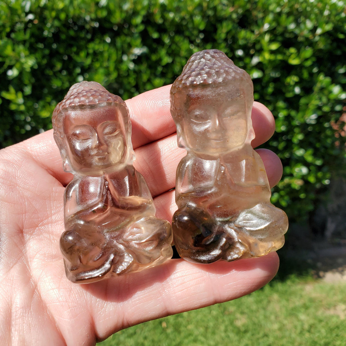 Smoky Quartz Buddha 2.60" tall - Grounding, Protective - Smokey Quartz Carved Buddha Stone Healing Crystals Gemstones
