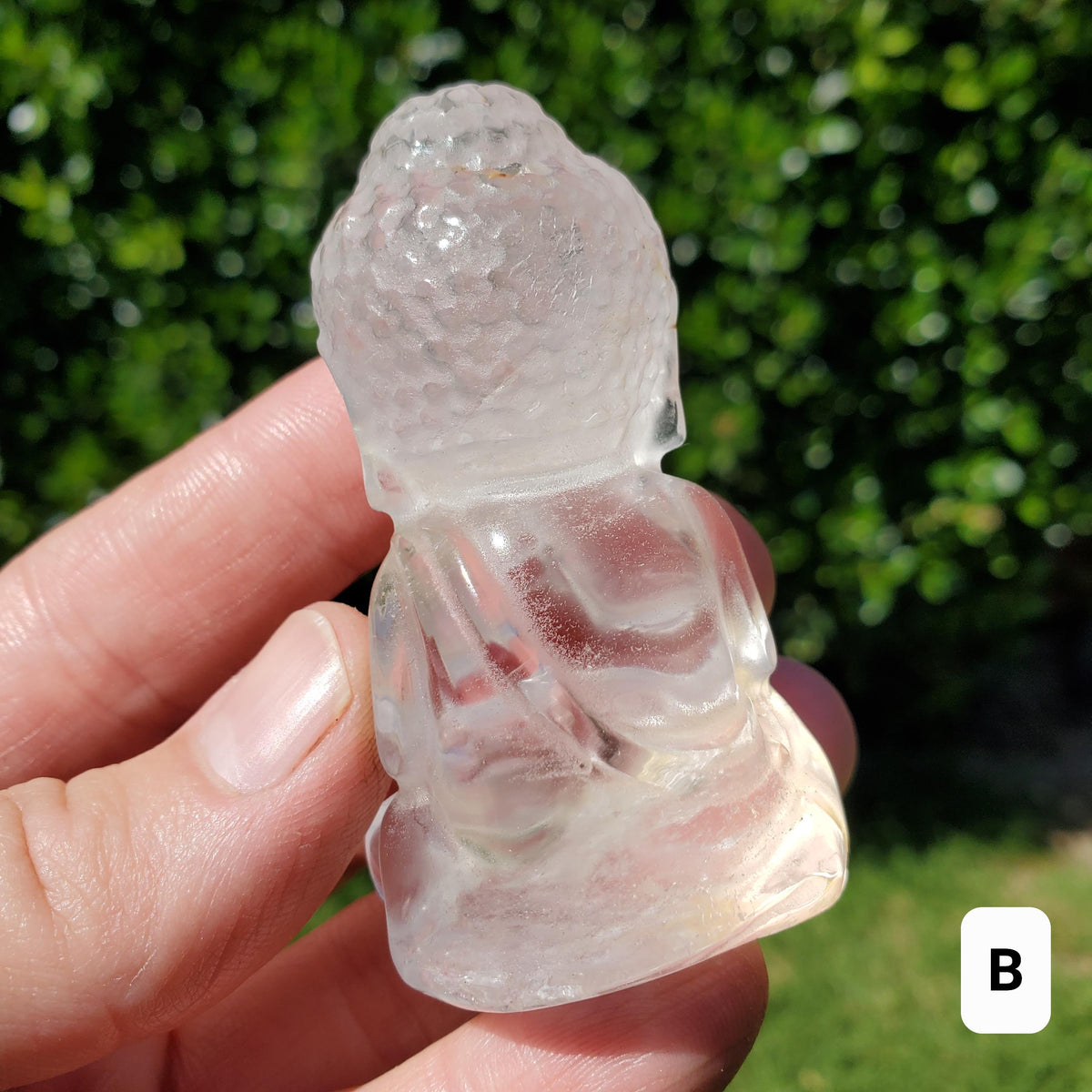 Clear Quartz Buddha 1.95" to 2.60" tall - Counteracts Negative, Energizes Positive Energy - Carved Buddha Stone Healing Crystals Gemstones