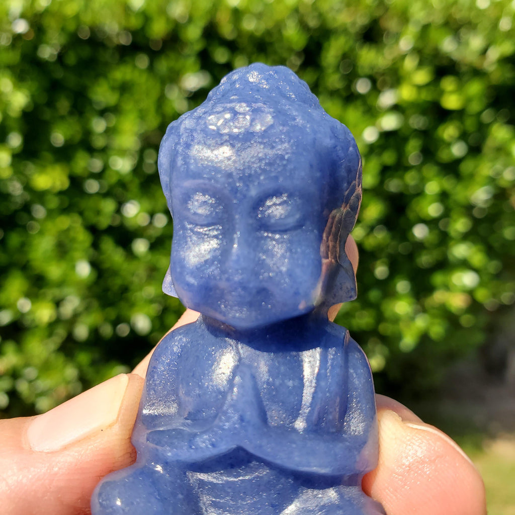 Blue Aventurine Buddha 2.50" tall - Inner Strength, Self-Discipline, Communication - Aventurine Crystal Buddha Healing Gemstone