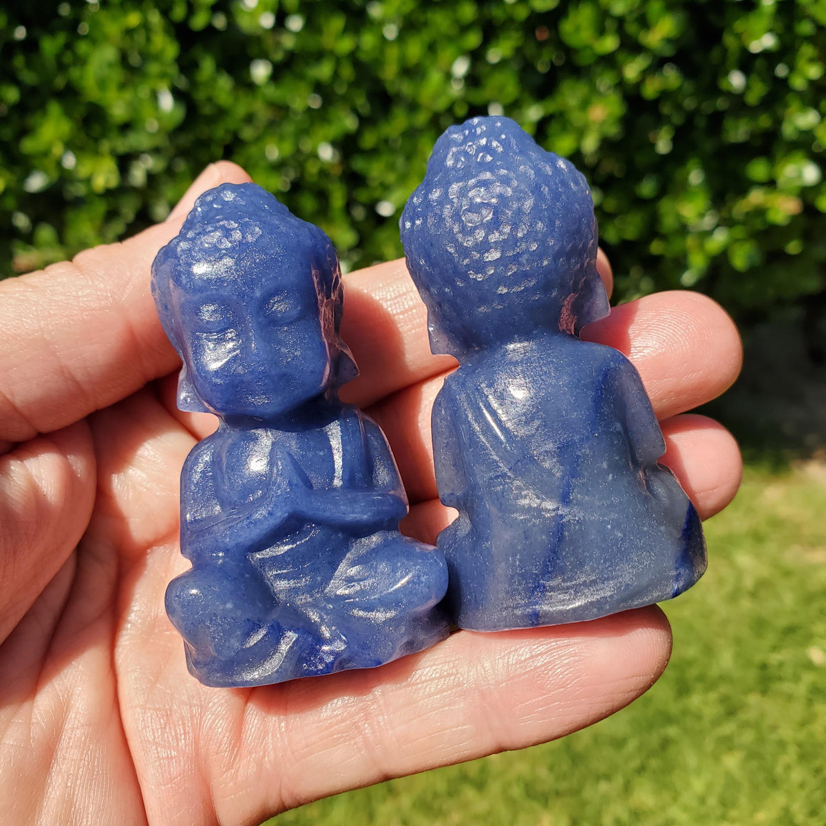 Blue Aventurine Buddha 2.50" tall - Inner Strength, Self-Discipline, Communication - Aventurine Crystal Buddha Healing Gemstone