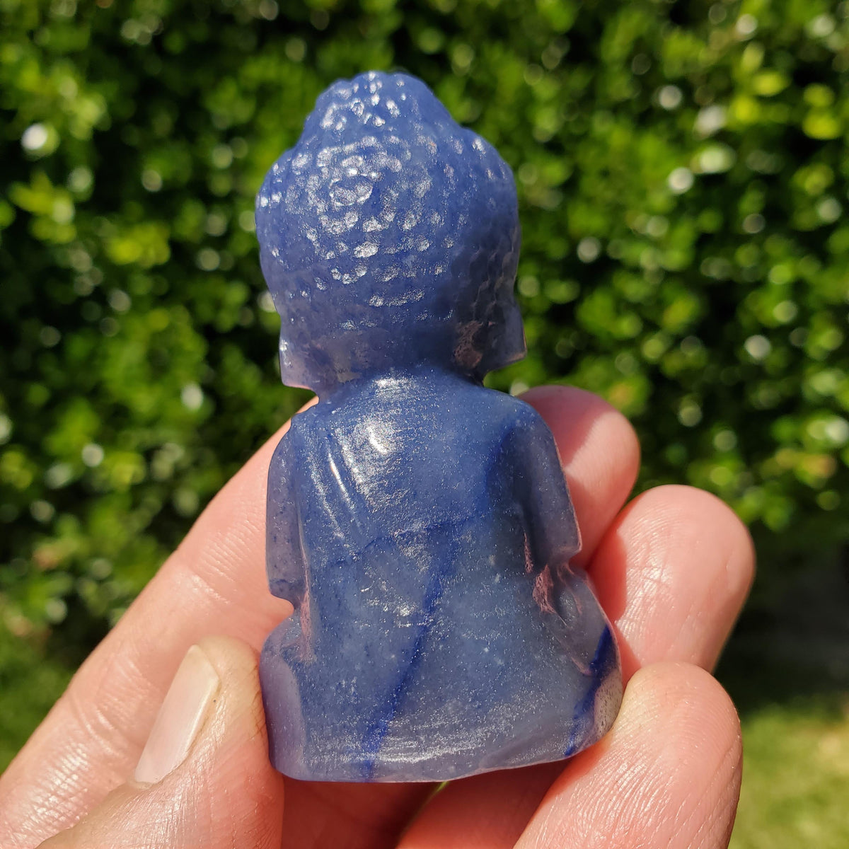 Blue Aventurine Buddha 2.50" tall - Inner Strength, Self-Discipline, Communication - Aventurine Crystal Buddha Healing Gemstone