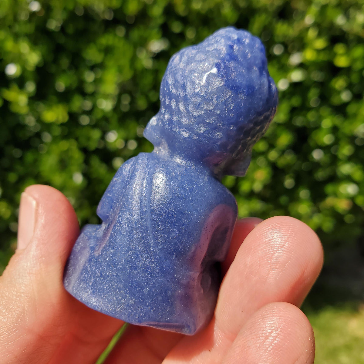 Blue Aventurine Buddha 2.50" tall - Inner Strength, Self-Discipline, Communication - Aventurine Crystal Buddha Healing Gemstone