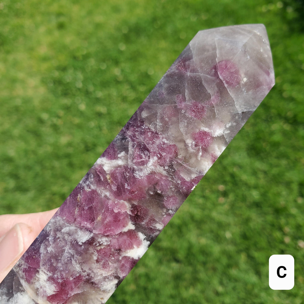 Big Unicorn Tower 7.75" - Helps with Transitions, Calm, Emotional Healing - Pink Tourmaline, Lepidolite, Smoky Quartz, Cleavelandite