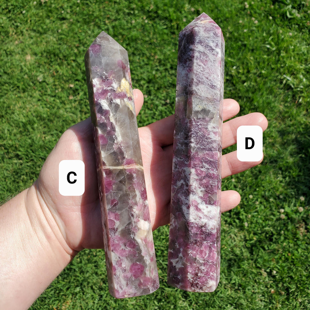 Big Unicorn Tower 7.75" - Helps with Transitions, Calm, Emotional Healing - Pink Tourmaline, Lepidolite, Smoky Quartz, Cleavelandite