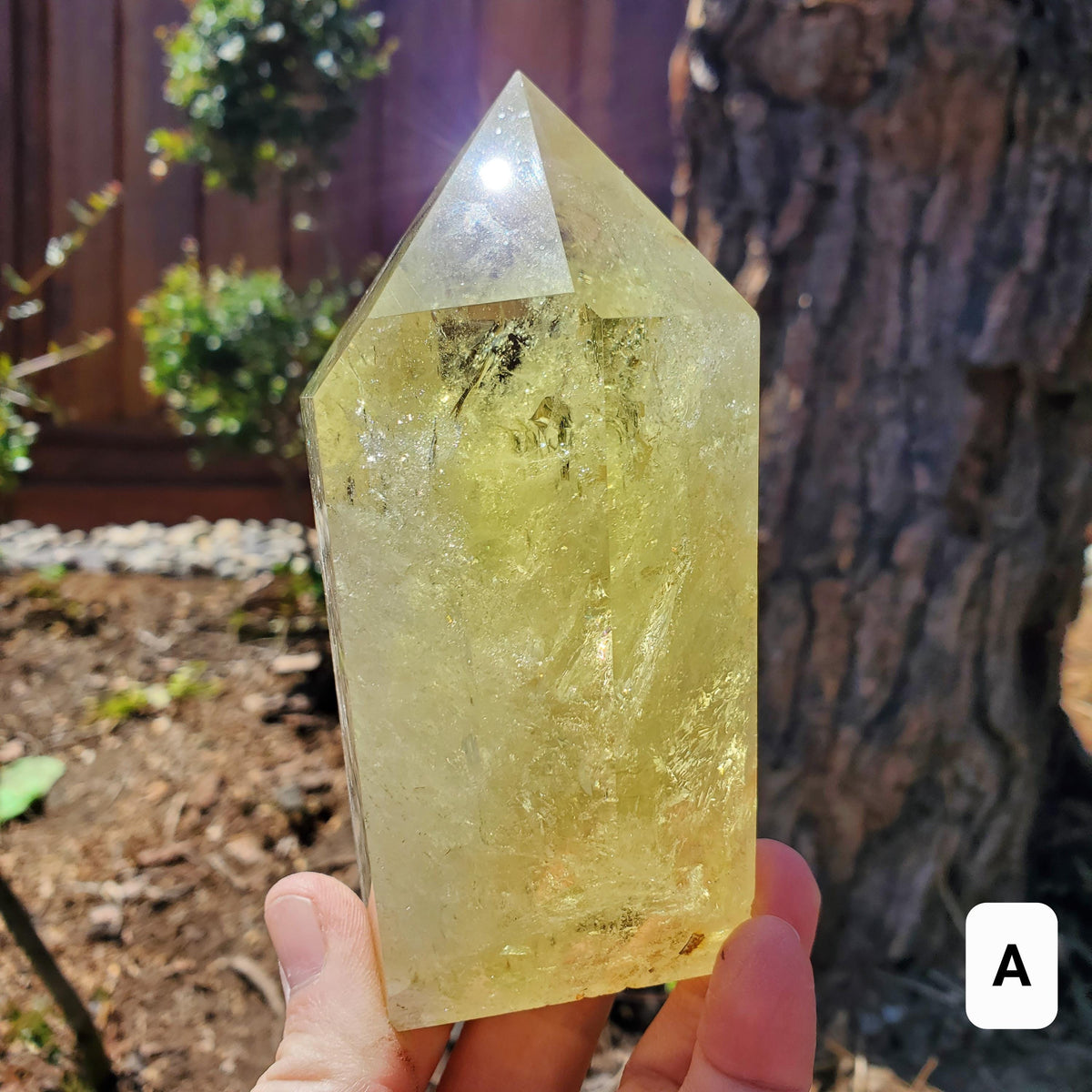Chunky Citrine Tower Accent Lamp - Abundance, Energizing, Creativity, New Beginnings - Golden Quartz Crystal Point with Lighted Base