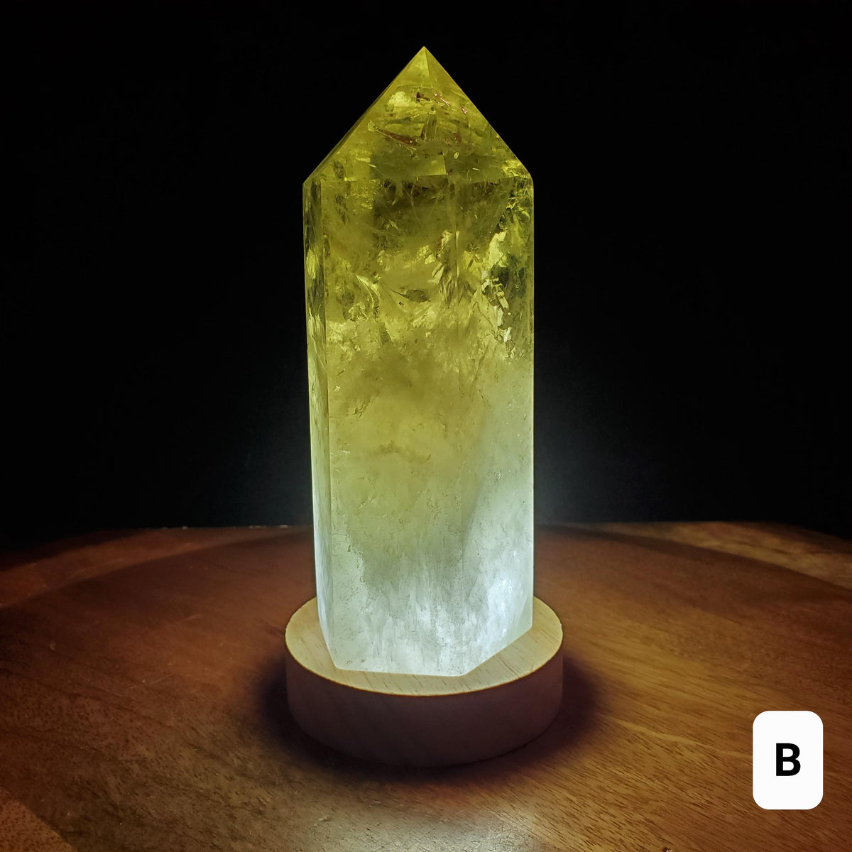 Chunky Citrine Tower Accent Lamp - Abundance, Energizing, Creativity, New Beginnings - Golden Quartz Crystal Point with Lighted Base