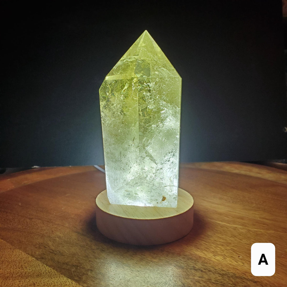 Chunky Citrine Tower Accent Lamp - Abundance, Energizing, Creativity, New Beginnings - Golden Quartz Crystal Point with Lighted Base