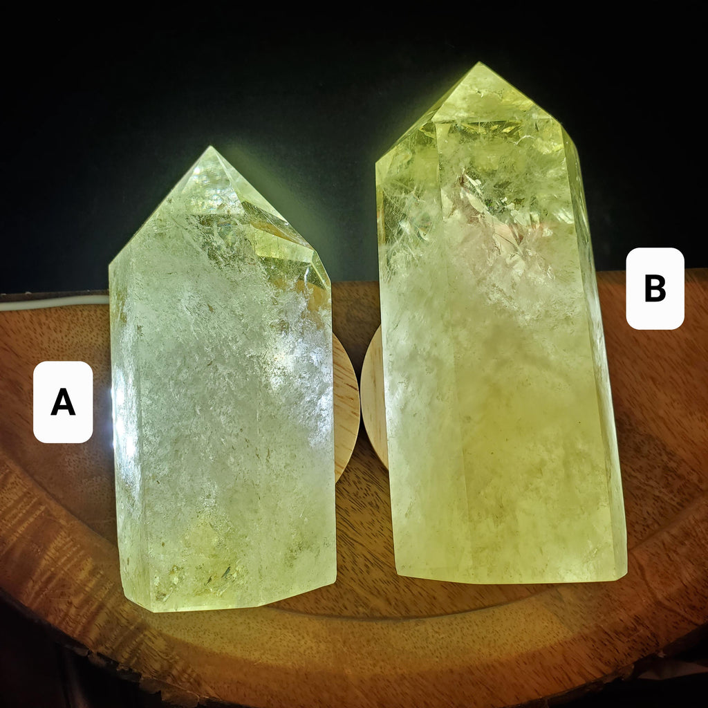 Chunky Citrine Tower Accent Lamp - Abundance, Energizing, Creativity, New Beginnings - Golden Quartz Crystal Point with Lighted Base
