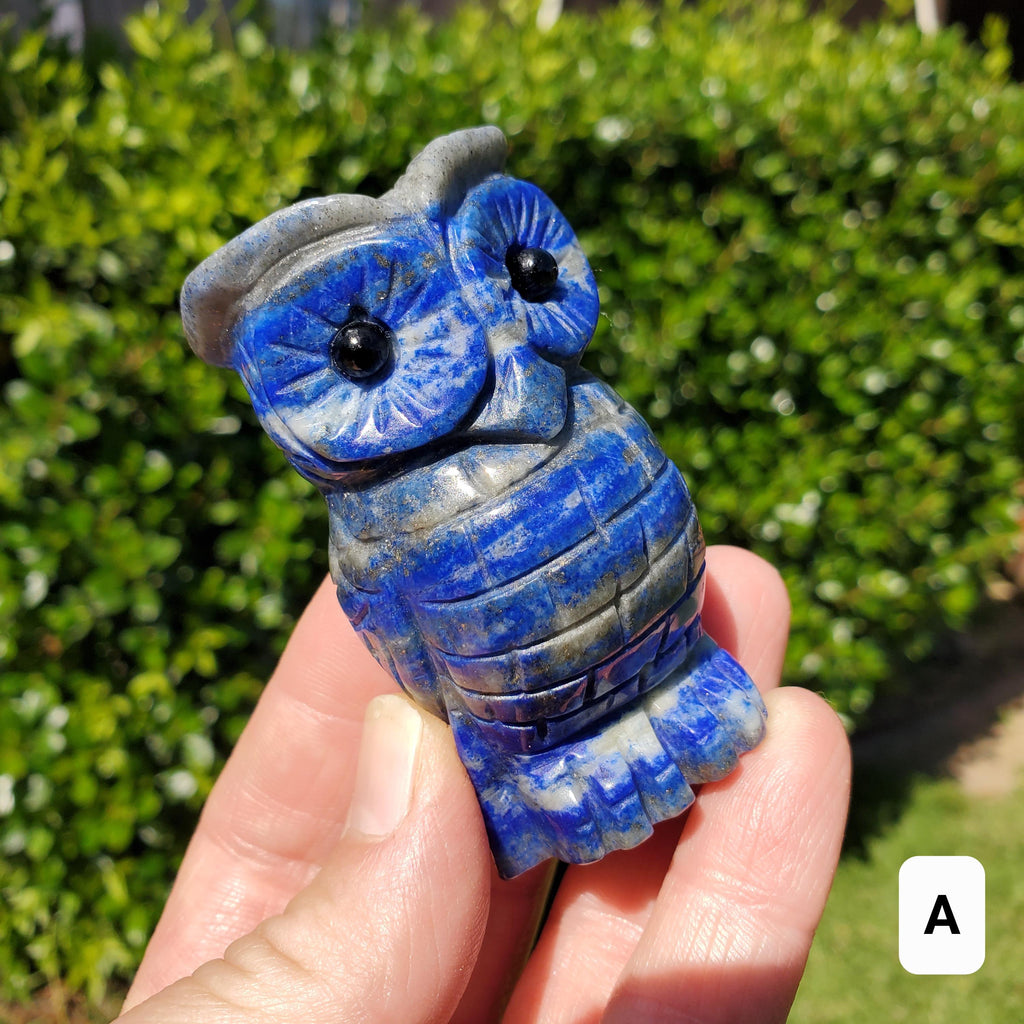 Lapis Lazuli Owl - Speak Your Truth, Communication, Stand in Your Power - Lapiz Lazuli Carved Owl Crystal Healing Gemstone