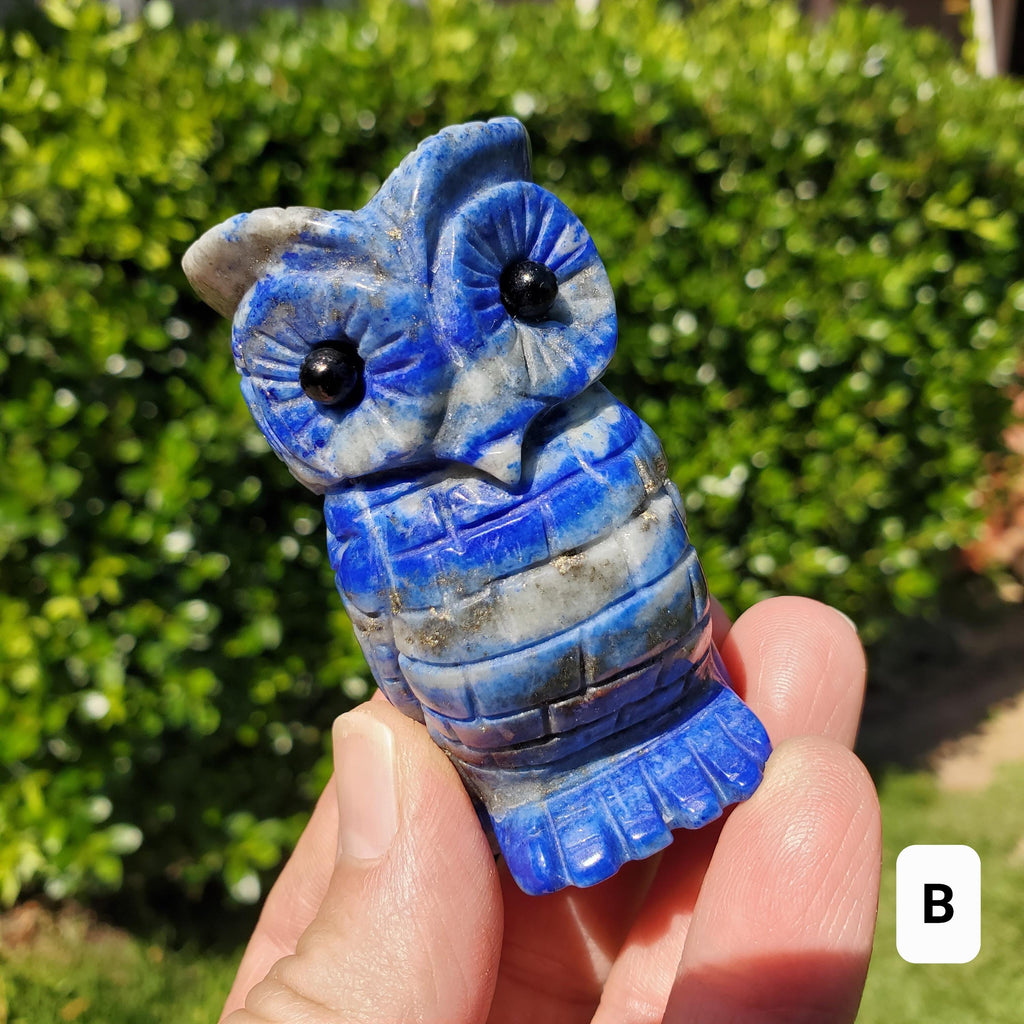 Lapis Lazuli Owl - Speak Your Truth, Communication, Stand in Your Power - Lapiz Lazuli Carved Owl Crystal Healing Gemstone