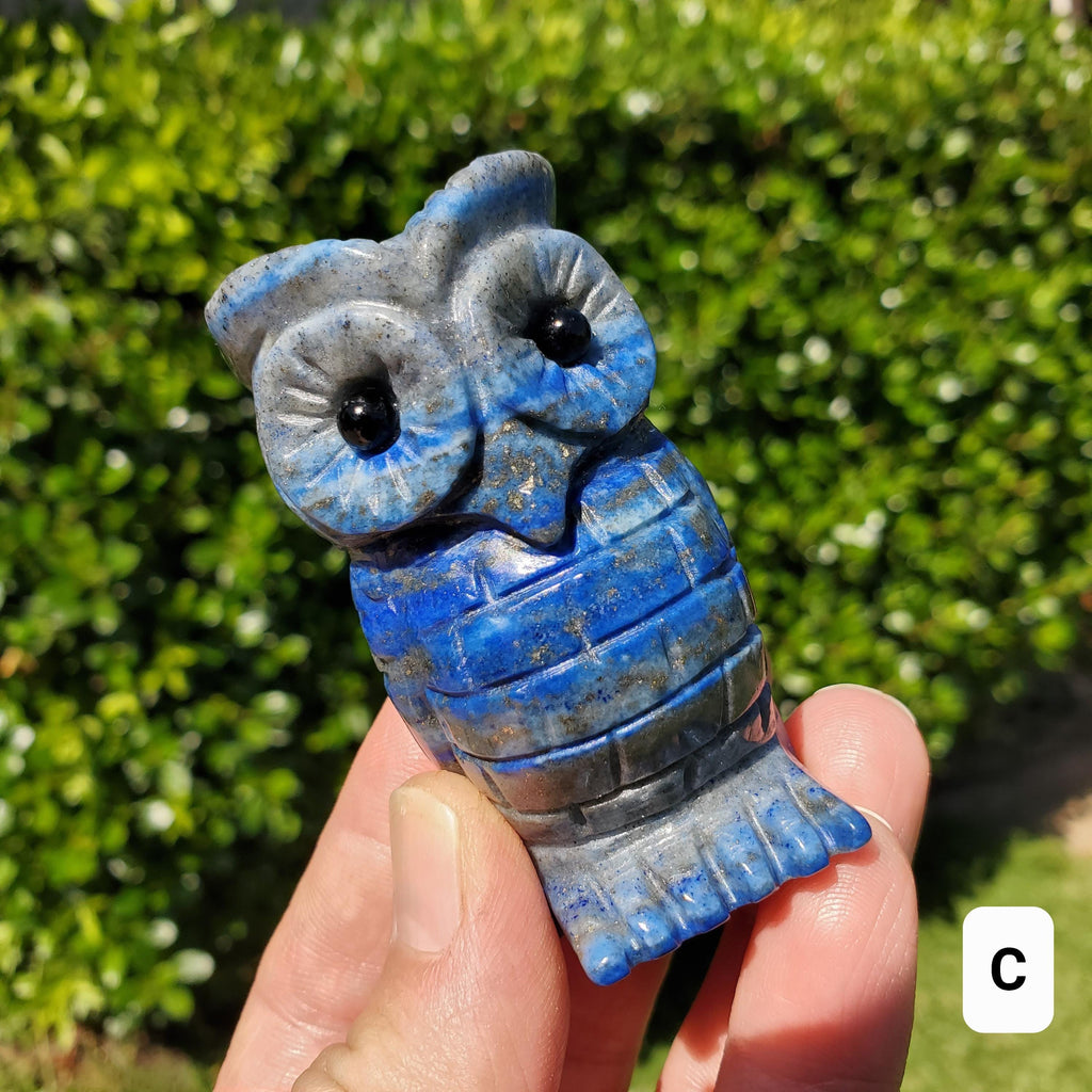 Lapis Lazuli Owl - Speak Your Truth, Communication, Stand in Your Power - Lapiz Lazuli Carved Owl Crystal Healing Gemstone