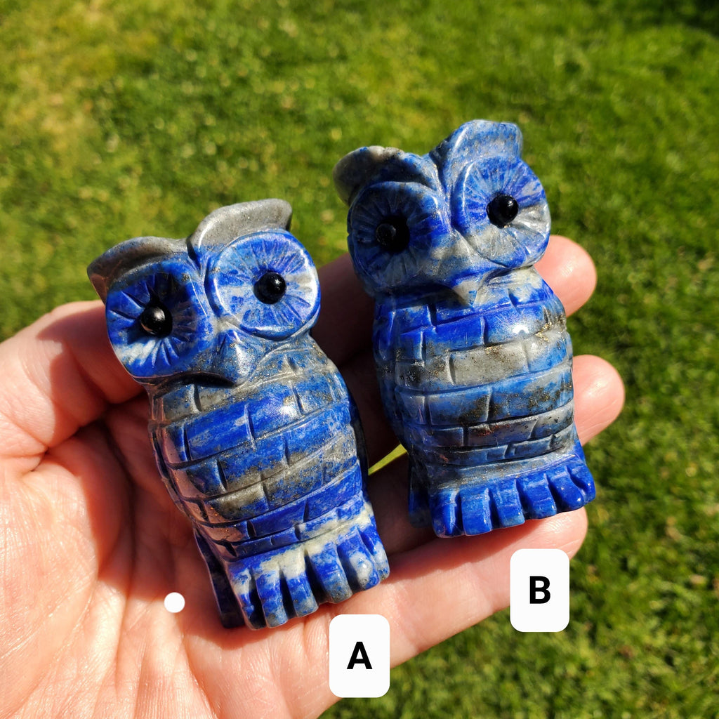Lapis Lazuli Owl - Speak Your Truth, Communication, Stand in Your Power - Lapiz Lazuli Carved Owl Crystal Healing Gemstone